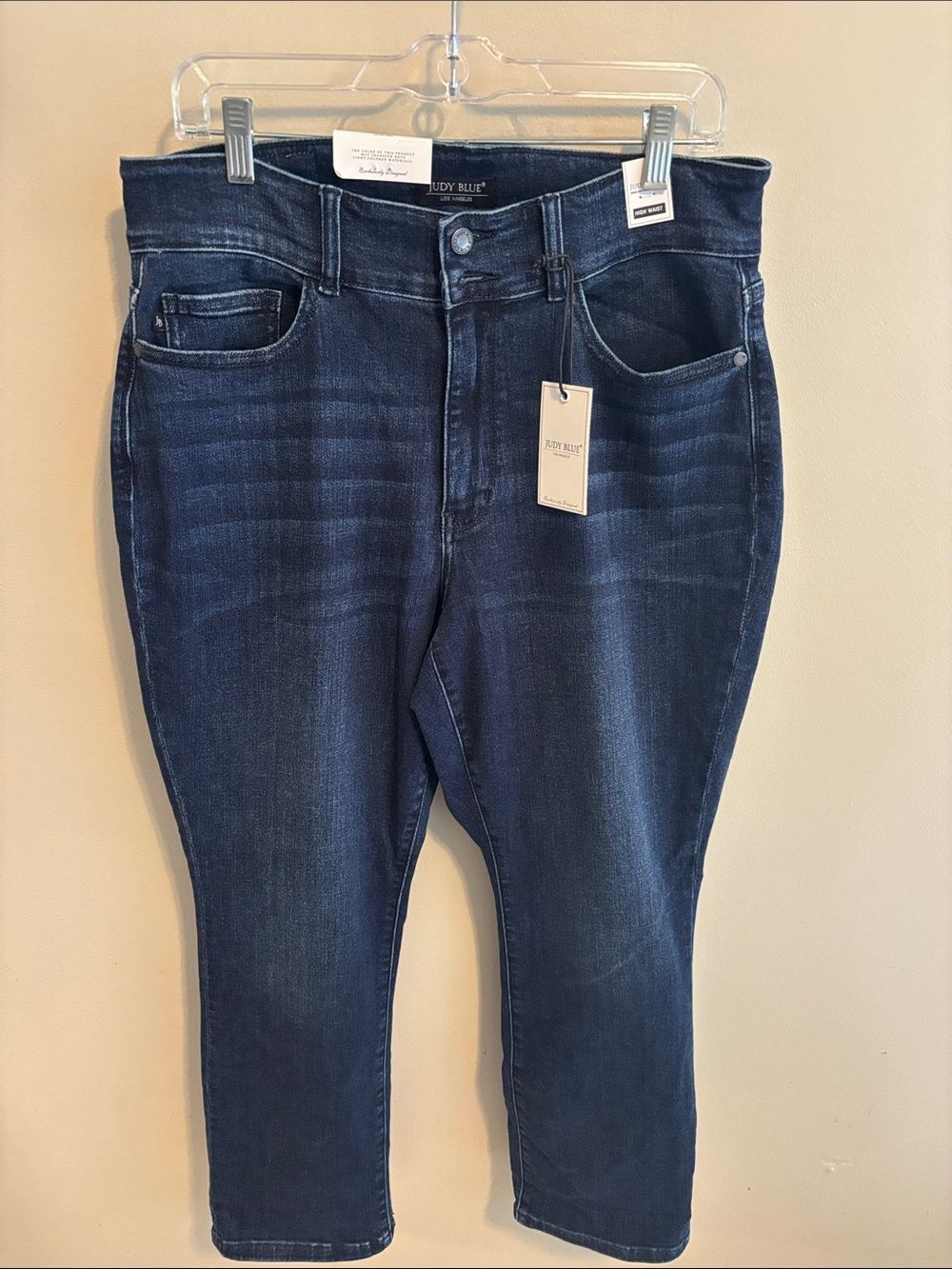 NEW Judy Blue Jeans Womens 14W Plus High Rise Capri Fit Dark Wash Stretch